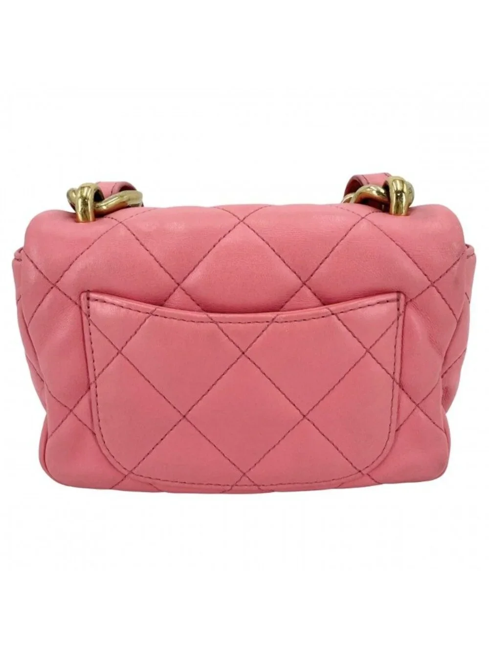 Chanel Big Shoulder Bag Mini Quilted Chain Turnlock Mini CC Logo Leather Pink